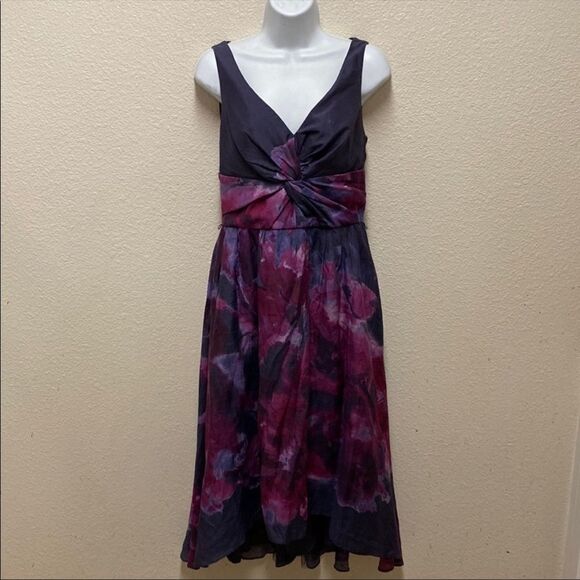 Lela Rose x Neiman Marcus x Target Silk Blend Watercolor Print Midi Dress Size 2 - Picture 1 of 6